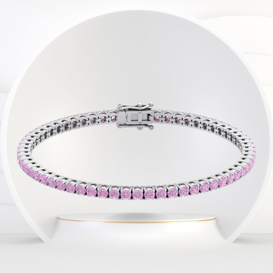 Lyon - Natural Pink Sapphire Tennis Bracelet