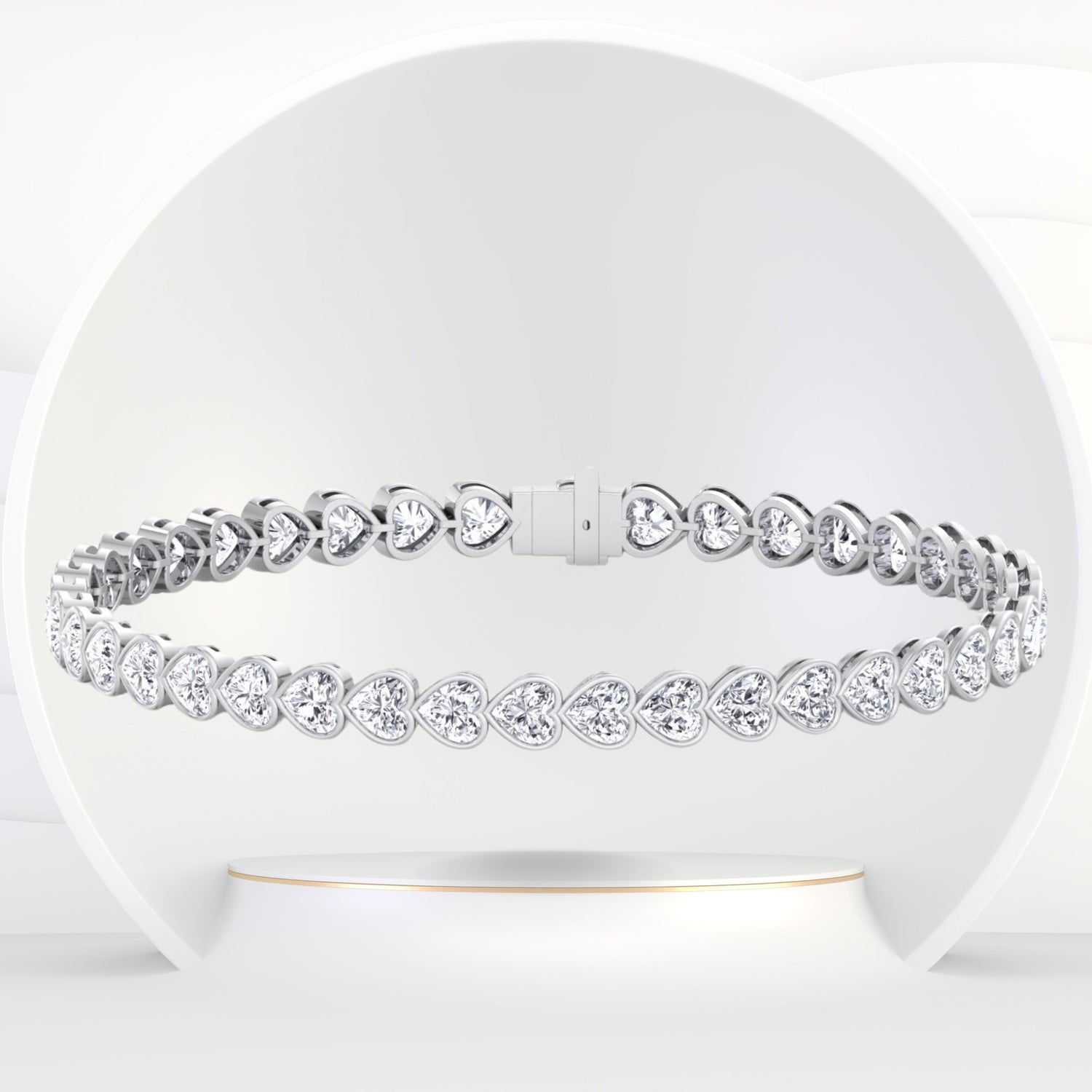 Elaria - East to West Heart Shape Bezel Set Natural Diamond Tennis Bracelet - Gem Jewelers Co