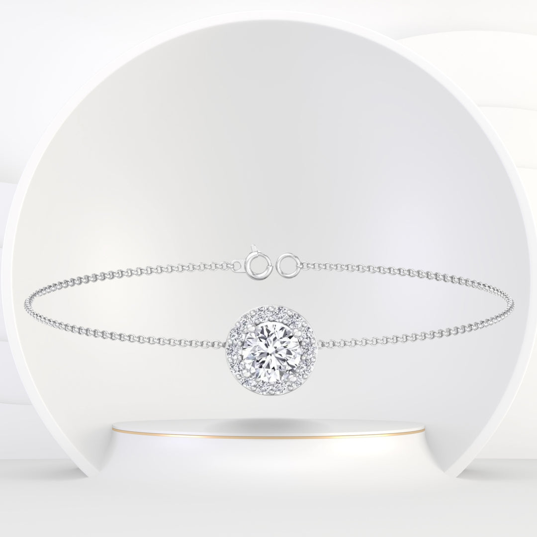 Nelon - Natural Halo Diamond Rolo Bracelet - Gem Jewelers Co