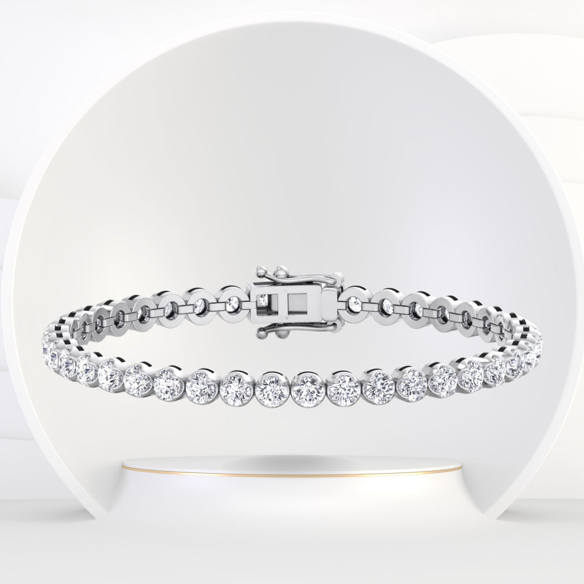 Crown prong natural diamond tennis bracelet 14K solid gold