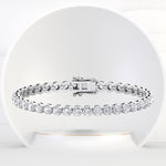 Crown prong natural diamond tennis bracelet 14K solid gold
