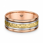 Men's Two Tone Braided and Cable Solid Gold Band RG 2