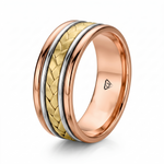 Men's Two Tone Braided and Cable Solid Gold Band RG