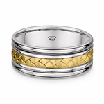Men's Two Tone Braided and Cable Solid Gold Band WG 2