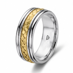 Men's Two Tone Braided and Cable Solid Gold Band WG
