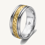 Men's Two Tone Braided and Cable Solid Gold Band