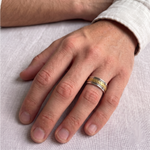 Men's Two Tone Braided and Cable Solid Gold Band lifestyle WG