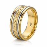 Men's Two Tone Braided and Cable Solid Gold Band YG