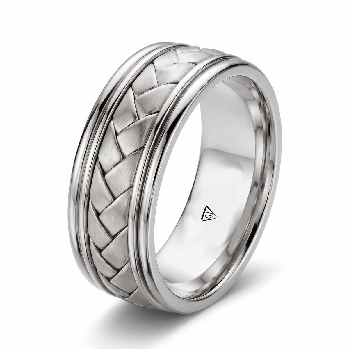 Braided Samoan Style Men's Solid Gold Band WG