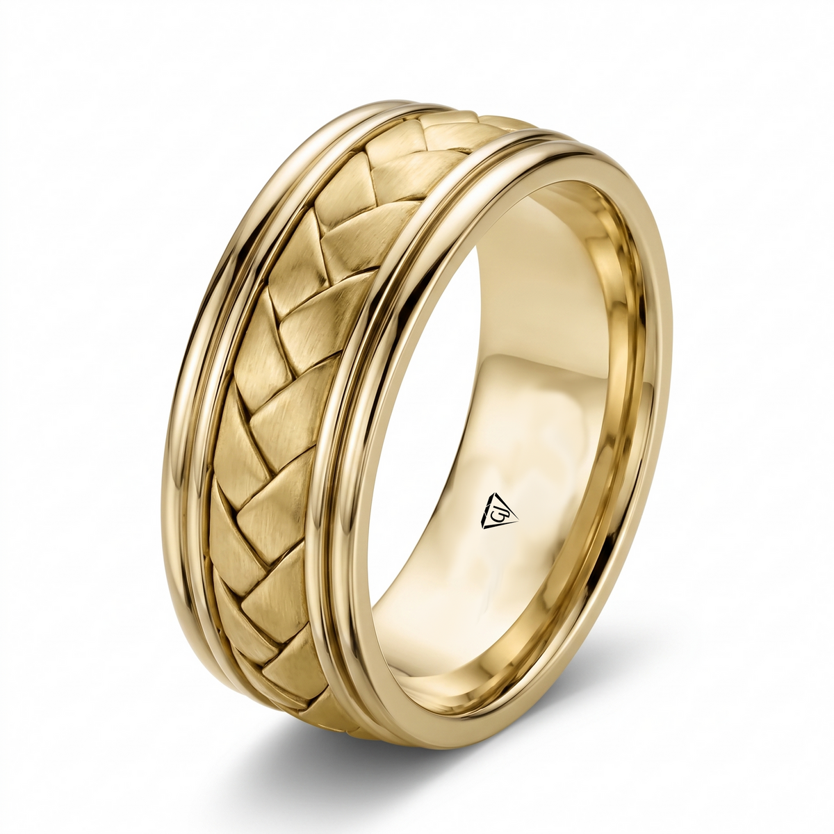 Braided Samoan Style Men's Solid Gold Band YG