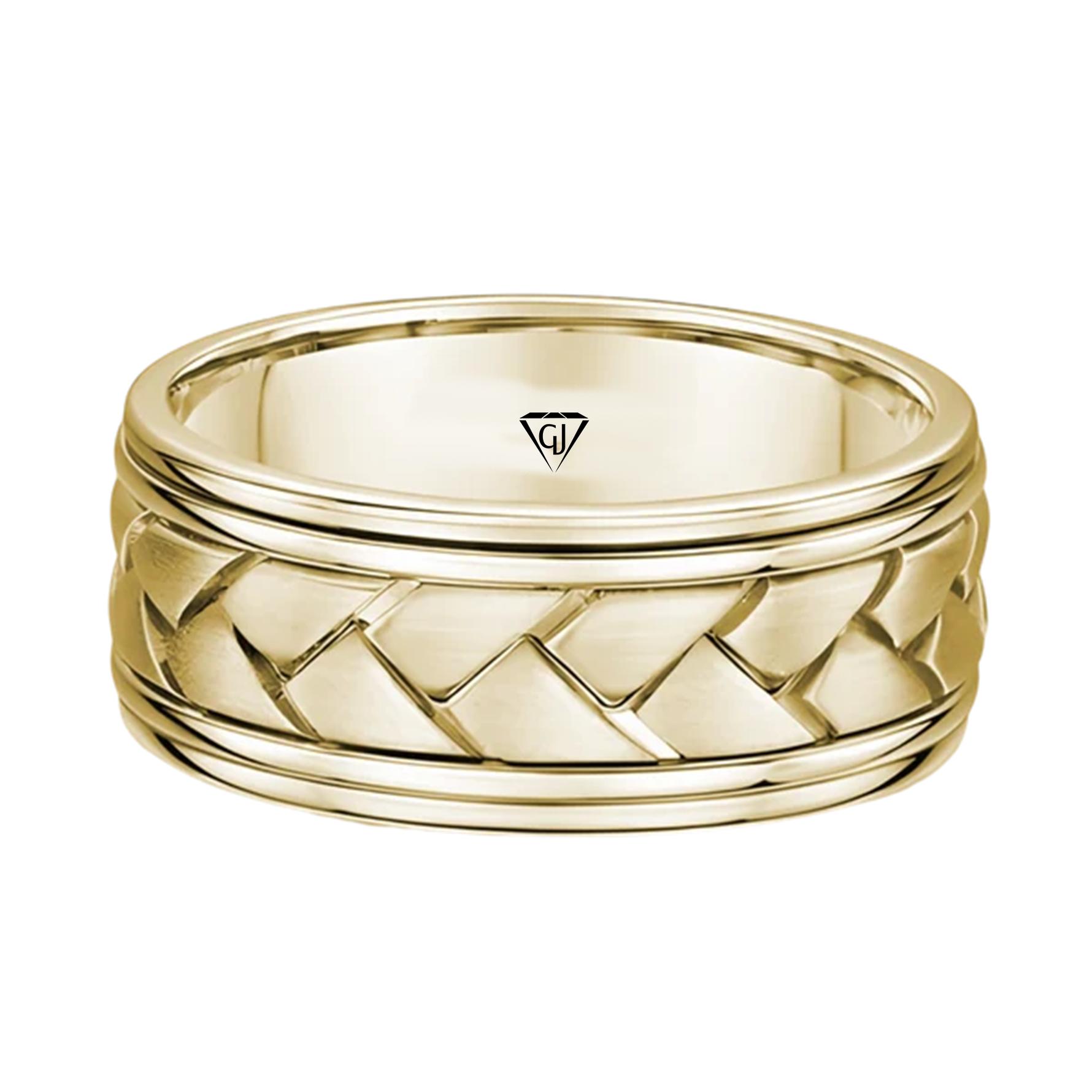 Braided Samoan Style Men's Solid Gold Band YG2