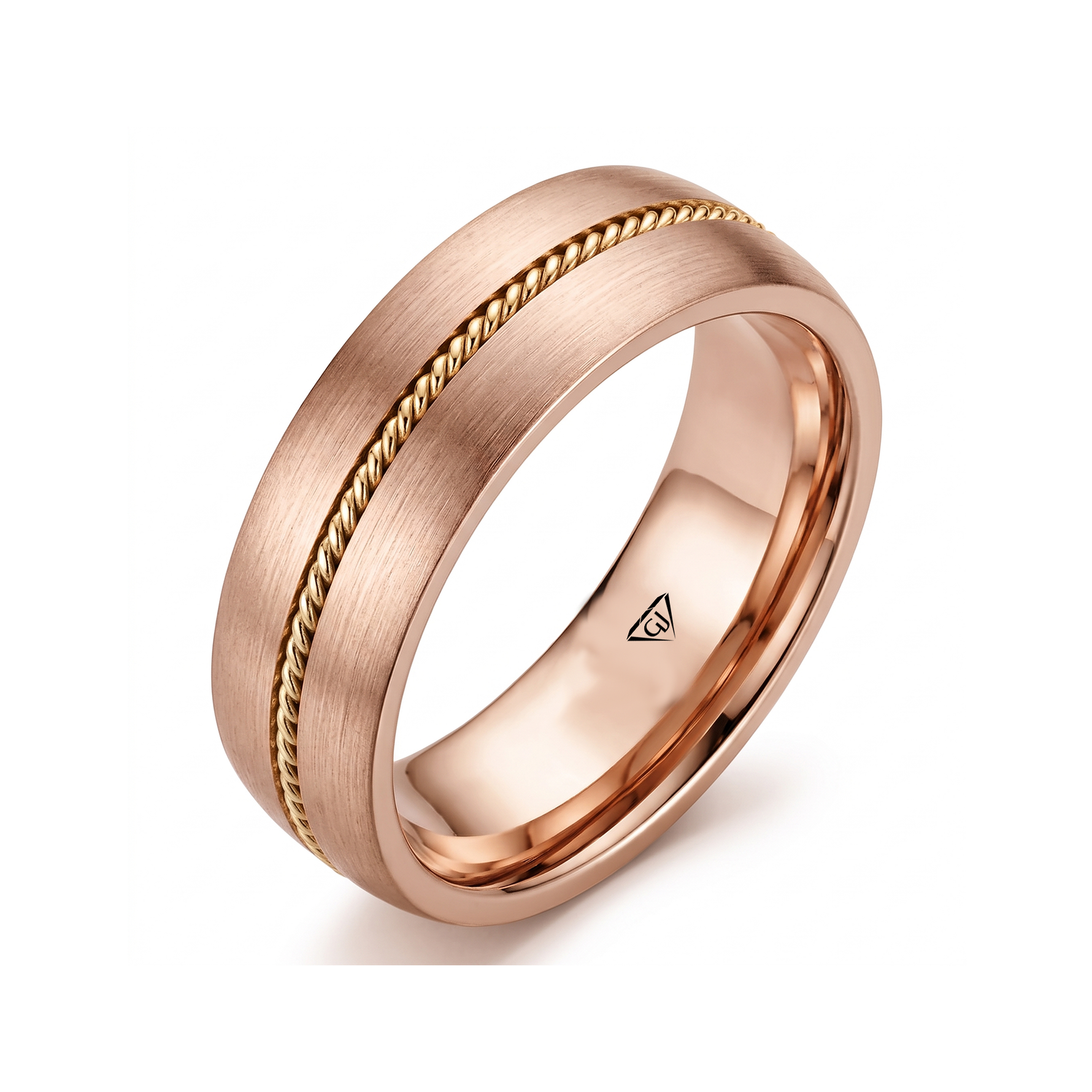 Center Rope Accent Men's Solid Gold Band RG