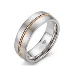 Center Rope Accent Men's Solid Gold Band WG