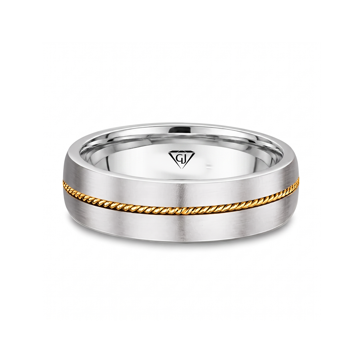 Center Rope Accent Men's Solid Gold Band WG 2