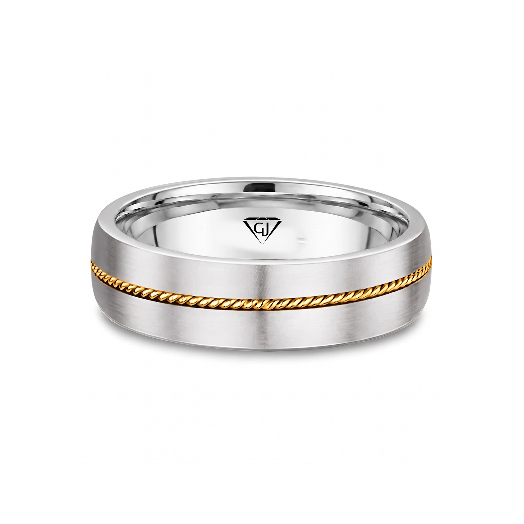 Center Rope Accent Men's Solid Gold Band WG 2