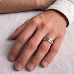 Center Rope Accent Men's Solid Gold Band lifestyle WG