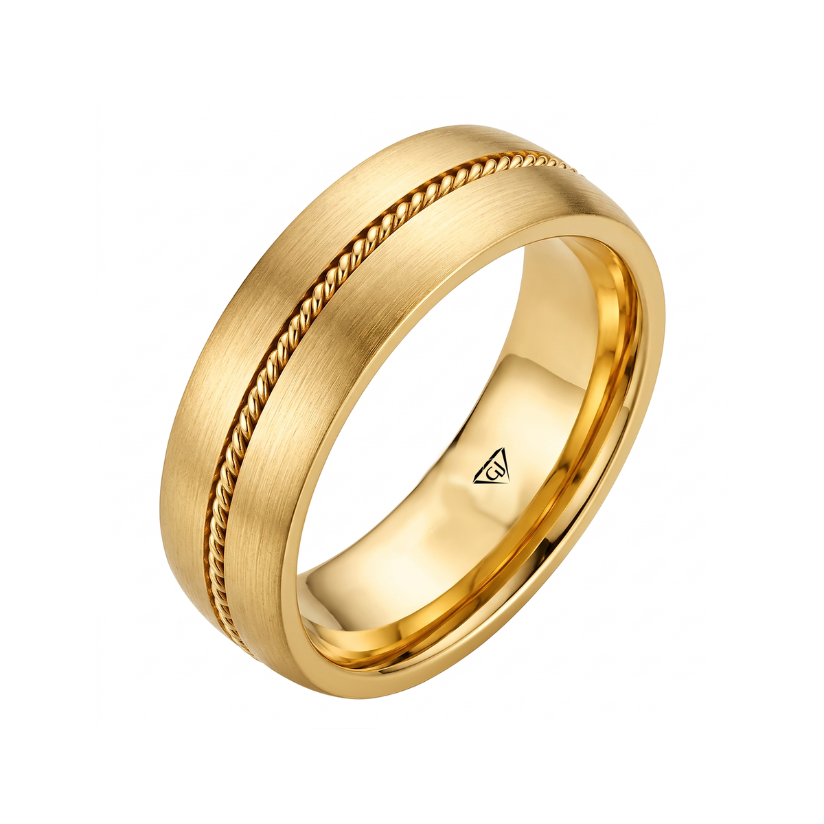 Center Rope Accent Men's Solid Gold Band YG