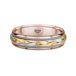 Tri Color Braided Men's Solid Gold Band RG2