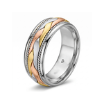 Tri Color Braided Men's Solid Gold Band WG