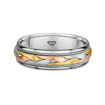 Tri Color Braided Men's Solid Gold Band WG 2
