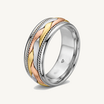 Tri Color Braided Men's Solid Gold Band