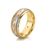 Tri Color Braided Men's Solid Gold Band YG