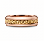 Cable Inset Men's Solid Gold Band  RG 2