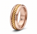 Cable Inset Men's Solid Gold Band  RG