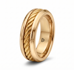 Cable Inset Men's Solid Gold Band  YG