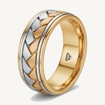 Classic Two-Tone Braided Solid Gold Band
