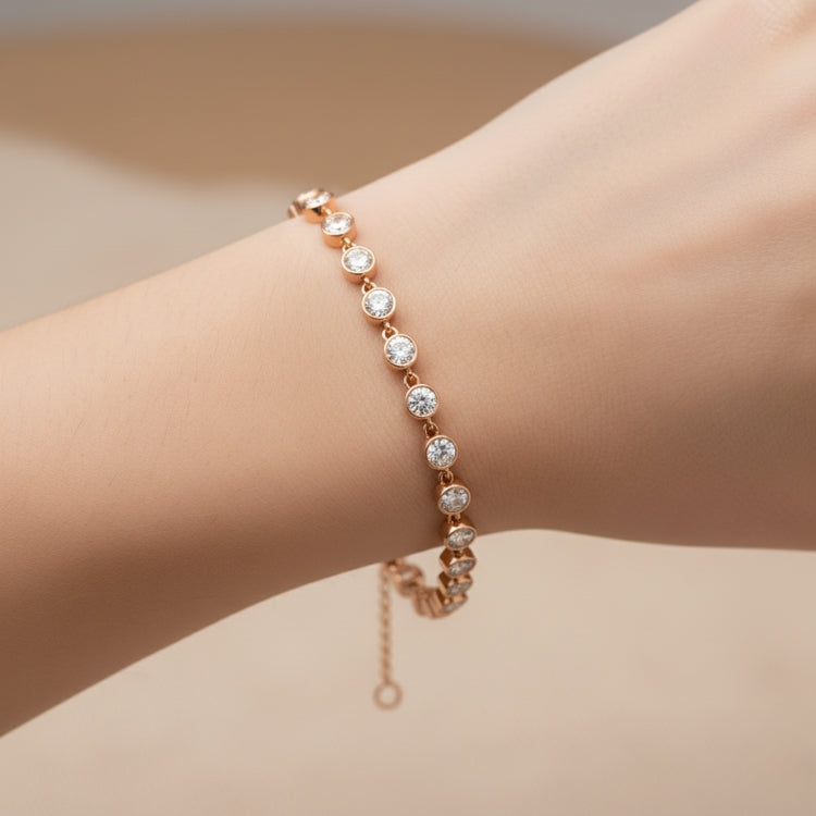 Bezel Set Natural Diamond Chain Bracelet