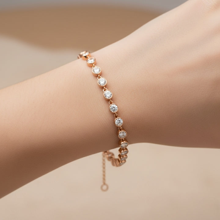 Bezel Set Natural Diamond Chain Bracelet