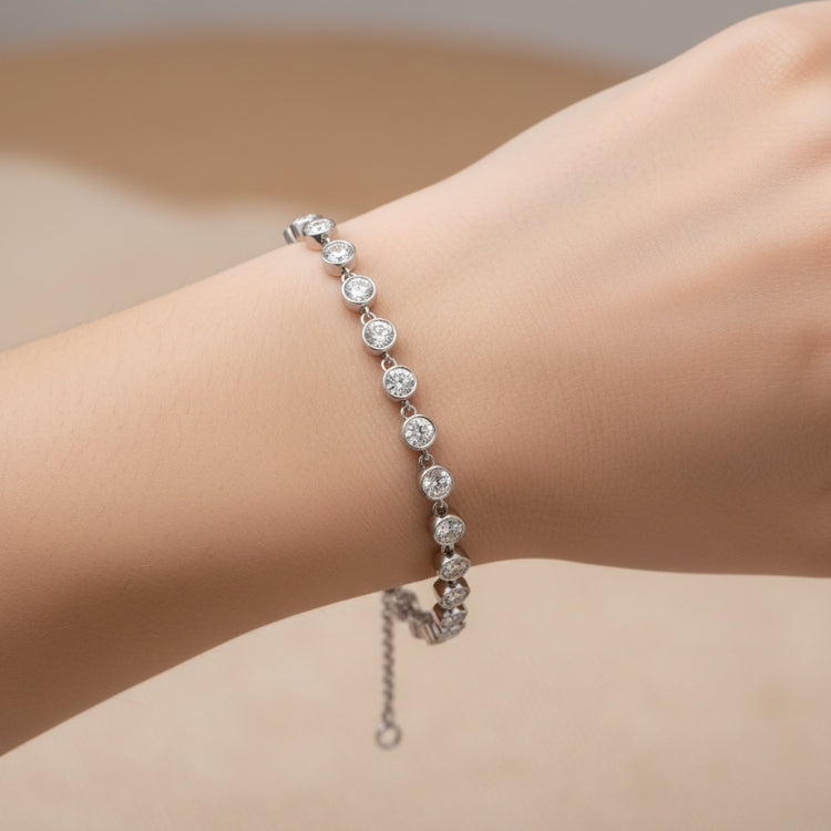 Bezel Set Natural Diamond Chain Bracelet