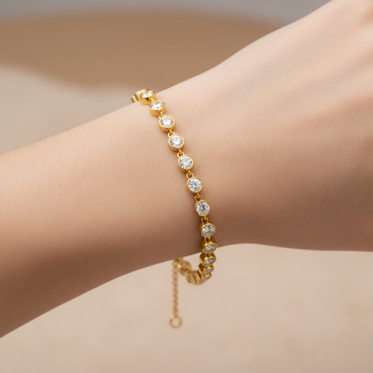 Bezel Set Natural Diamond Chain Bracelet