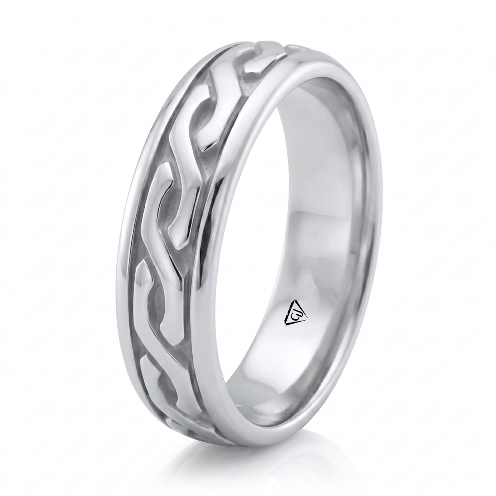 Men's Eternal Twist Style Solid Gold Band WG