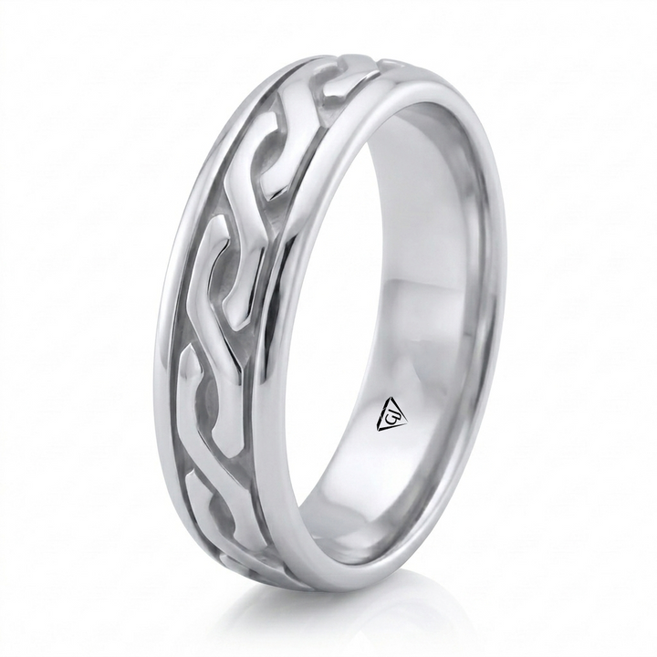 Men's Eternal Twist Style Solid Gold Band WG