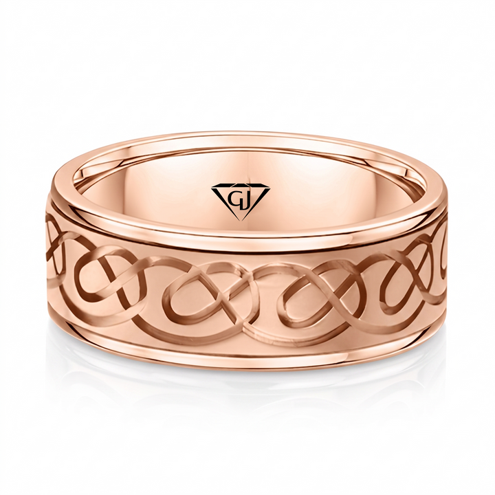 Men's Celtic Carved Solid Gold Band