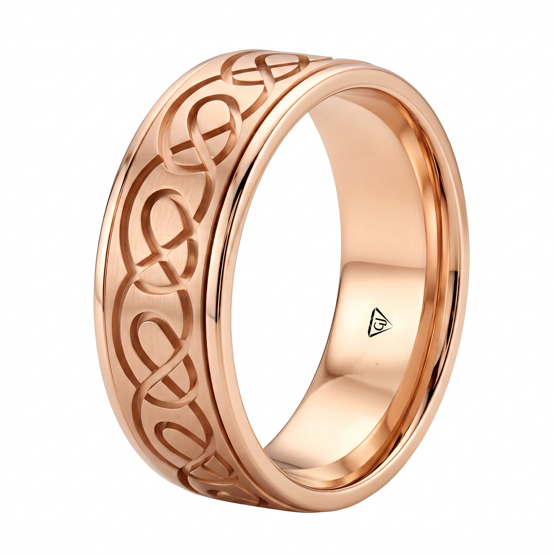 Men's Celtic Carved Solid Gold Band