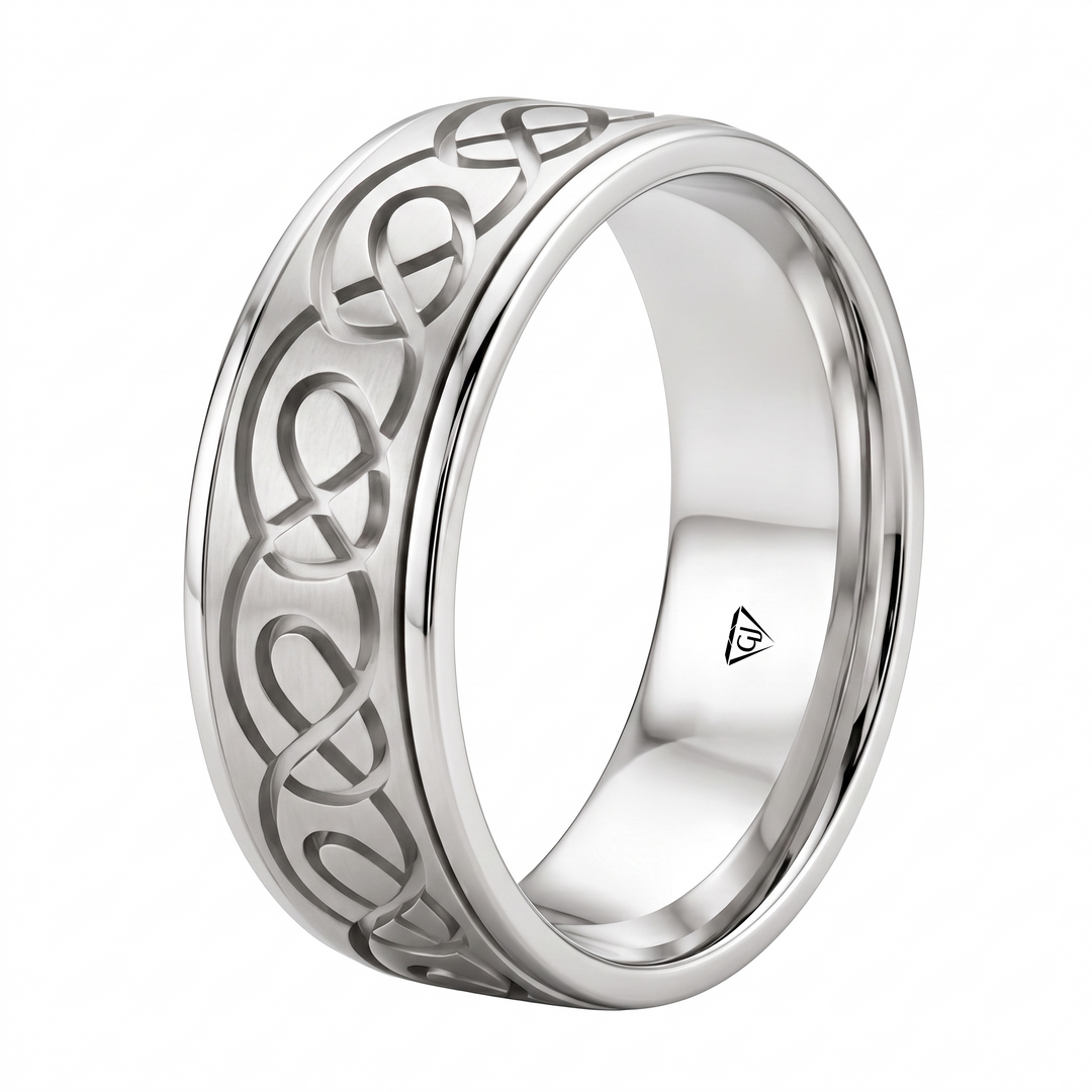 Men's Celtic Carved Solid Gold Band