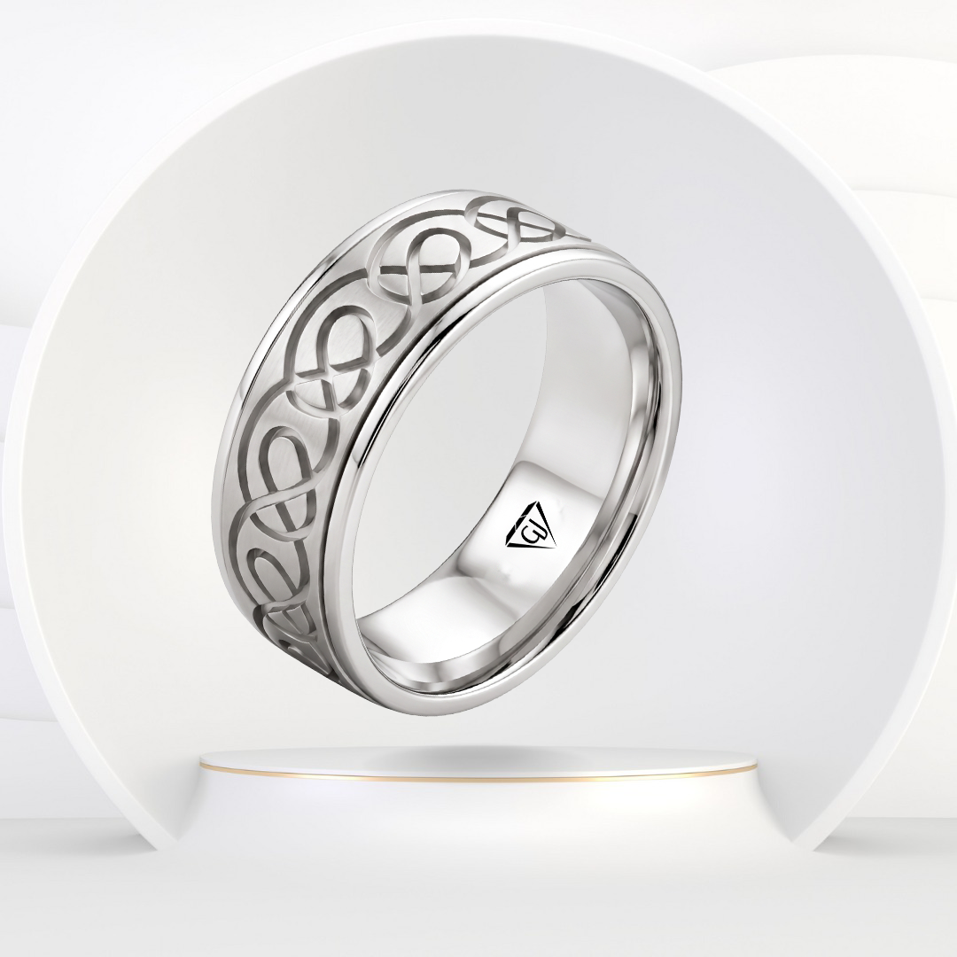 Men's Celtic Carved Solid Gold Band