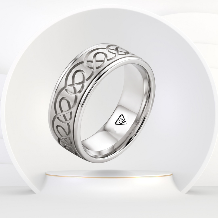 Men's Celtic Carved Solid Gold Band
