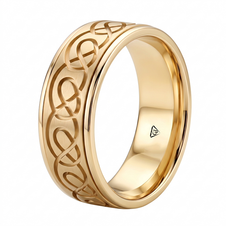 Men's Celtic Carved Solid Gold Band
