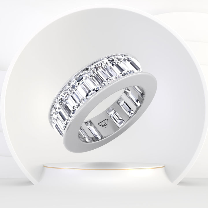 Sicily - Channel Set Emerald Cut Diamond Eternity Band - Gem Jewelers Co
