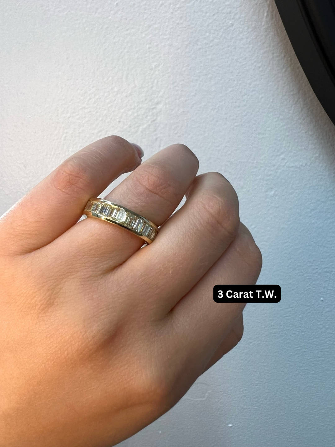 Channel Set Emerald Cut Natural Diamond Eternity Band, Yellow