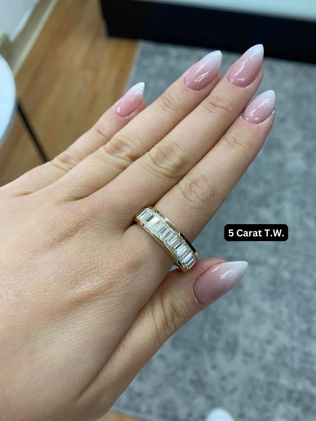 Channel Set Emerald Natural Diamond Eternity Band Yellow 