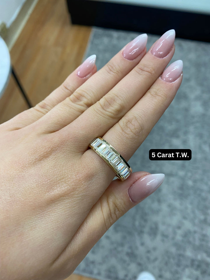 Channel Set Emerald Natural Diamond Eternity Band Yellow 