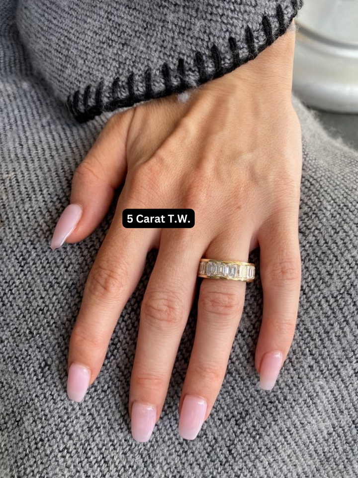 Channel Set Emerald Natural Diamond Eternity Band, Yellow