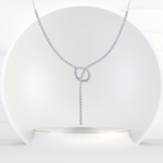 Crown Prong Knot Style Diamond Lariat Necklace