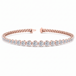 Graduated Natural Diamond Crown Prong Tennis Bracelet Rose