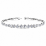 Graduated Natural Diamond Crown Prong Tennis Bracelet White2
